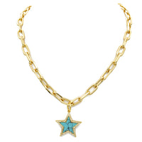 Gold Cubic Zirconia Star Pendant Necklace