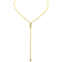 Gold Cubic Zirconia Y Shaped Lariat Necklace