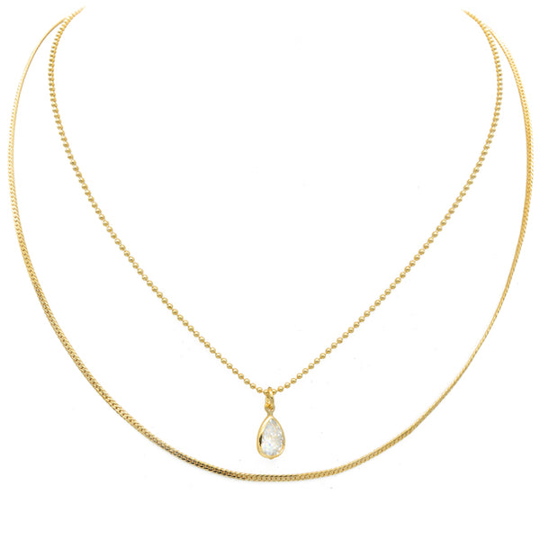 Gold Filled Cubic Zirconia Layered Necklace