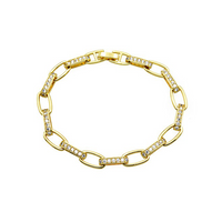 Gold Cubic Zirconia Link Chain Bracelet