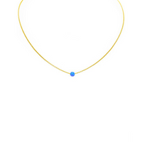 Sterling Silver Gold Plated Blue Opal Pendant Necklace