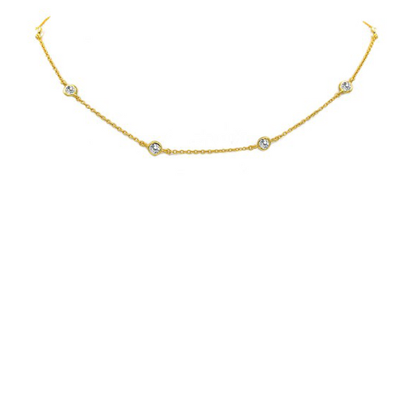 Sterling Silver Gold Plated CZ Choker Necklace
