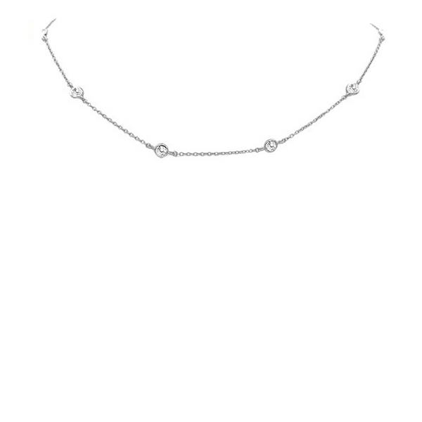 Sterling Silver Cubic Zirconia Choker Necklace