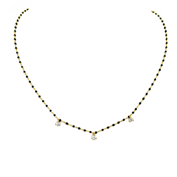 Sterling Silver Gold Plated Beaded CZ Necklace
