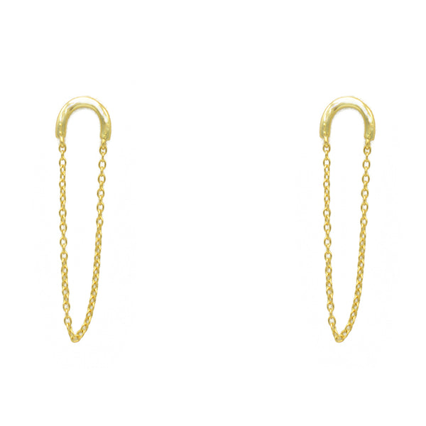 Sterling Silver Gold Plated Chain Dangle Earring