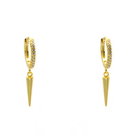 Sterling Silver Gold Plated CZ Spike Dangle Earrings