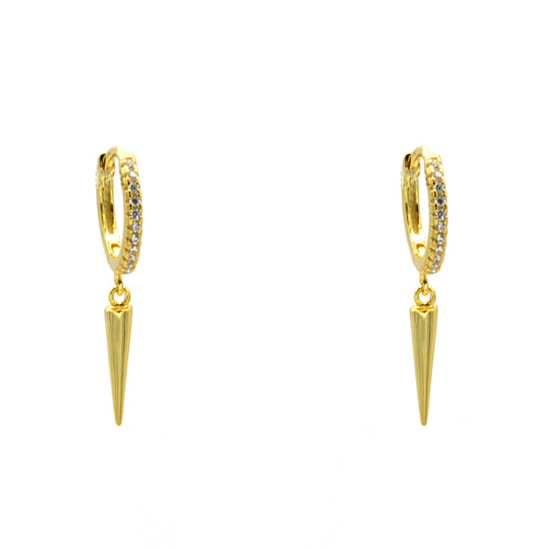 Sterling Silver Gold Plated CZ Spike Dangle Earrings