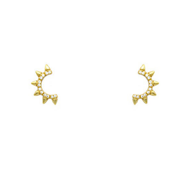 Sterling Silver Gold Plated CZ Spike Stud Earring