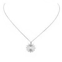 Sterling Silver CZ Disc Pendant Necklace