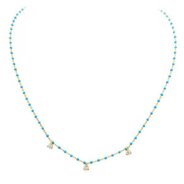 Sterling Silver Gold Plated Beaded CZ Necklace