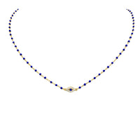 Sterling Silver Gold Plated CZ Evil Eye Beaded Necklace