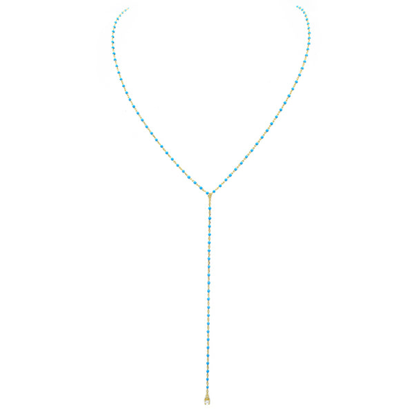 Sterling Silver Gold Plated Beaded Lariat Necklace