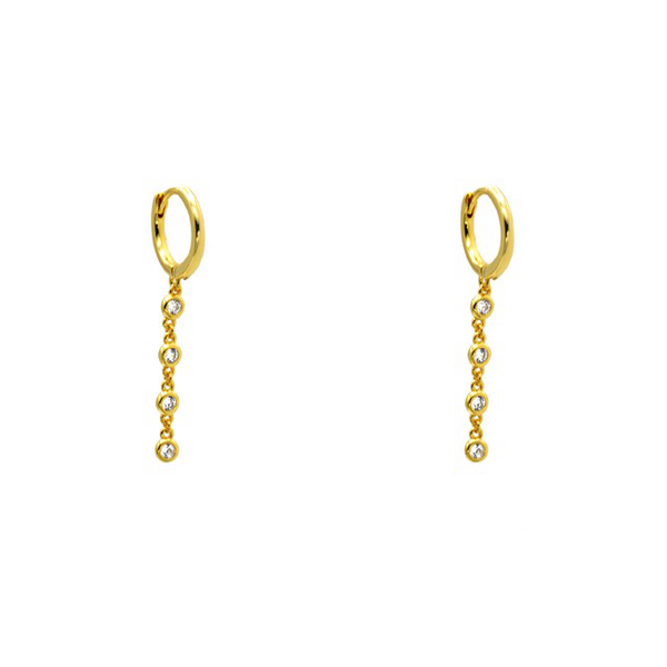 Sterling Silver Gold Plated CZ Dangle Earring