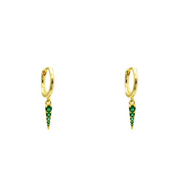 Sterling Silver Gold Plated Emerald CZ Spike Dangle Earring
