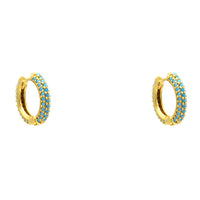 Gold & Turquoise CZ Hoop Earrings