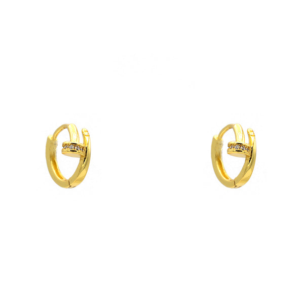 Gold Cubic Zirconia Nail Huggie Earring