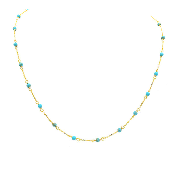 Sterling Silver Gold Plated Turquoise Choker Necklace