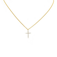 Gold Filled Cubic Zirconia Cross Pendant Necklace
