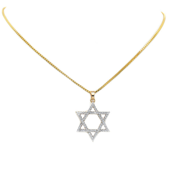 Gold Filled Cubic Zirconia Star of David Pendant Necklace