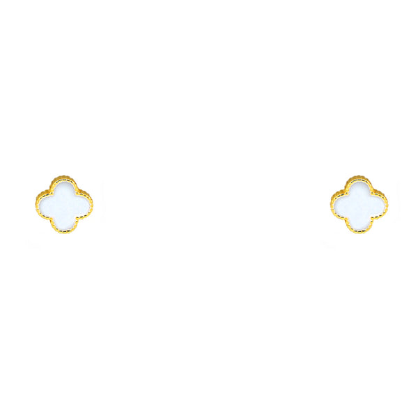 Sterling Silver Gold Plated Clover Stud Earring