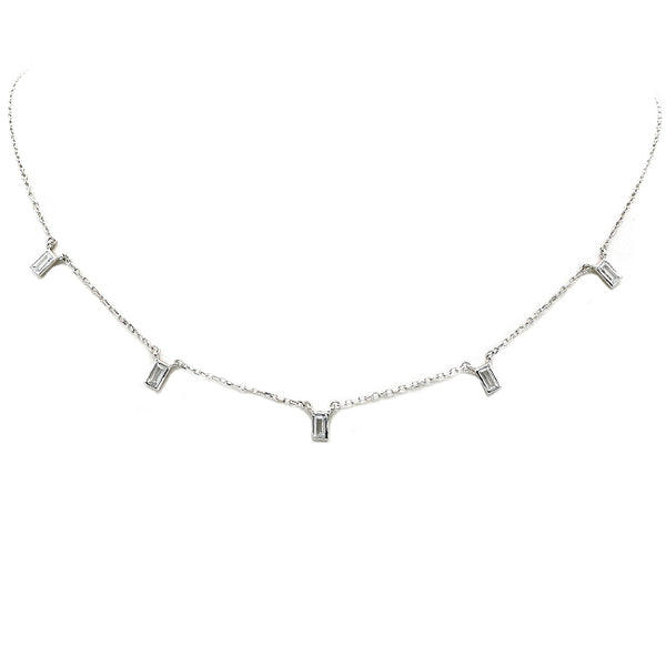 Sterling Silver Cubic Zirconia Charm Necklace