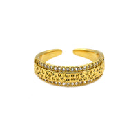 Gold Cubic Zirconia Hammered Adjustable Ring