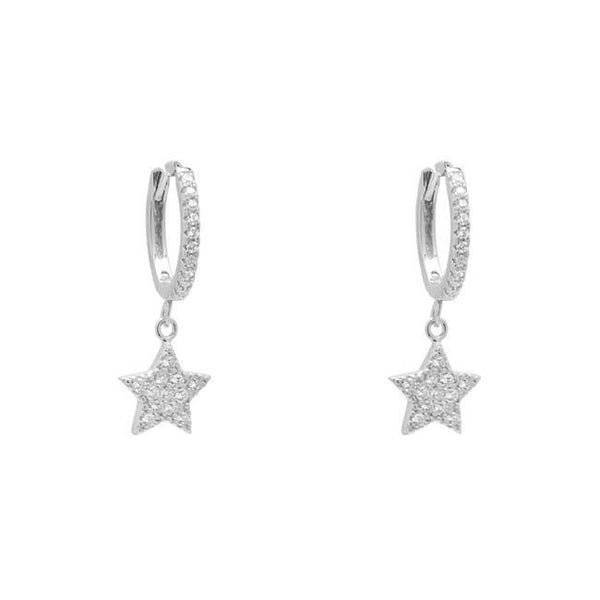 Sterling Silver Cubic Zirconia Star Dangle Earring