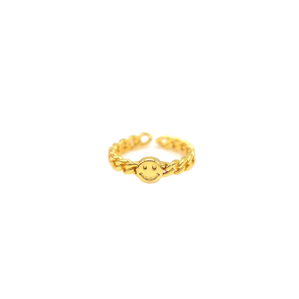 Gold Adjustable Happy Face Ring