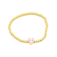 Gold Heart Beaded Stretch Bracelet