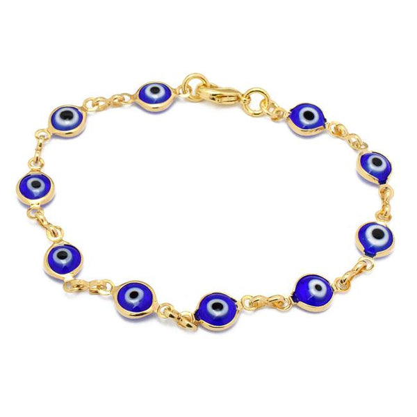 Gold Filled Evil Eye Link Chain Bracelet
