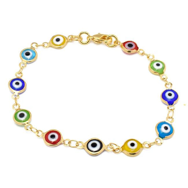 Gold Evil Eye Link Chain Bracelet
