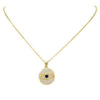 gold cz evil eye necklace