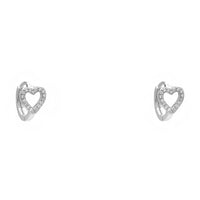 Sterling Silver CZ Heart Huggie Earrings