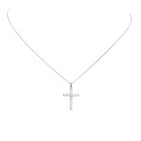 Sterling Silver CZ Cross Pendant Necklace
