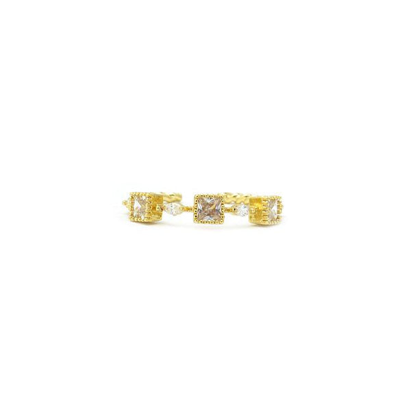 Gold Cz Adjustable Band Ring