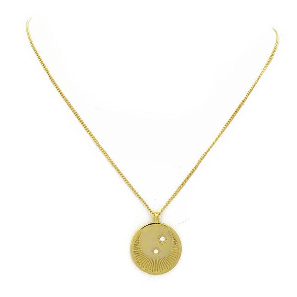 Gold Cz Moon Pendant Necklace