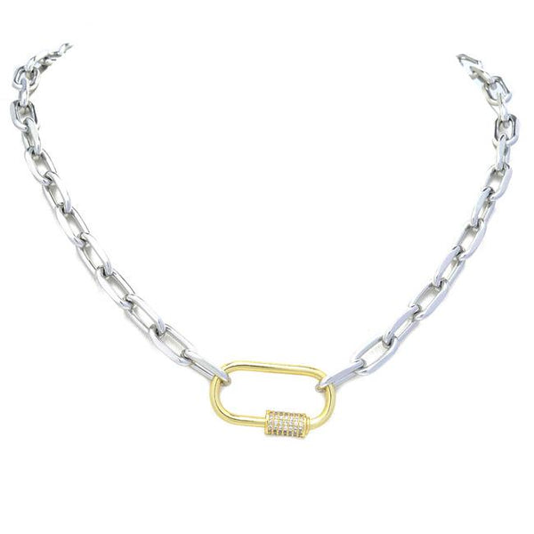 Silver cz Linked Chain Necklace 