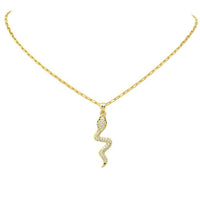 Gold Cz Snake Pendant Necklace