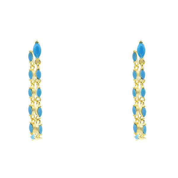 Sterling Silver Gold Plated Turquoise Dangle Earrings