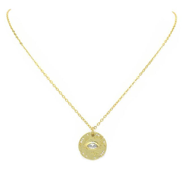 Gold Cz Evil Eye Pendant Necklace