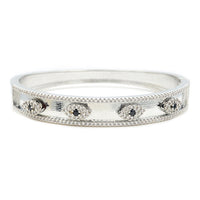 Silver Cubic Zirconia Evil Eye Bangle Bracelet