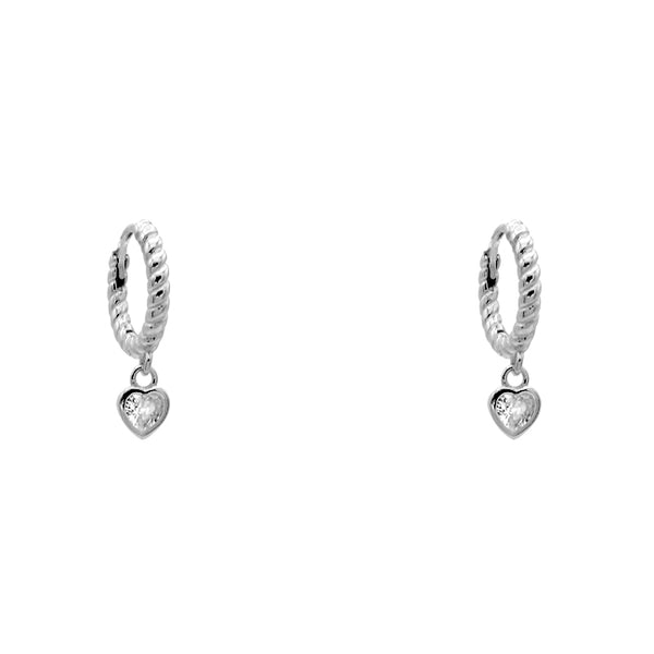 Sterling Silver CZ Heart Dangle Earring