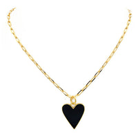 Gold Filled Enamel Heart Pendant Necklace