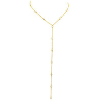 Gold Cubic Zirconia Y Shaped Square Necklace