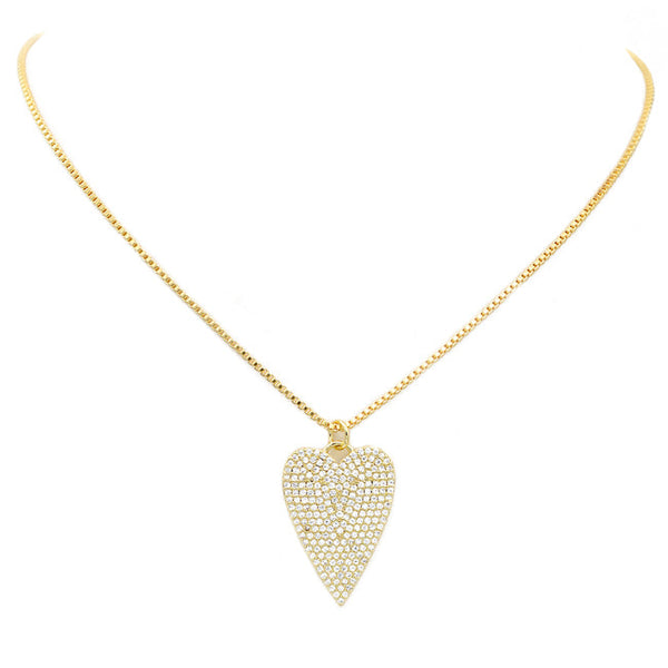 Gold Filled CZ Pave Heart Pendant Necklace