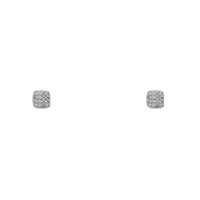 Silver Cubic Zirconia Pave Square Stud Earrings