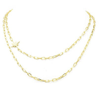 Gold cz Linked Chain starburst Necklace 