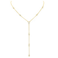 Sterling Silver Gold Plated Cubic Zirconia Lariat Necklace