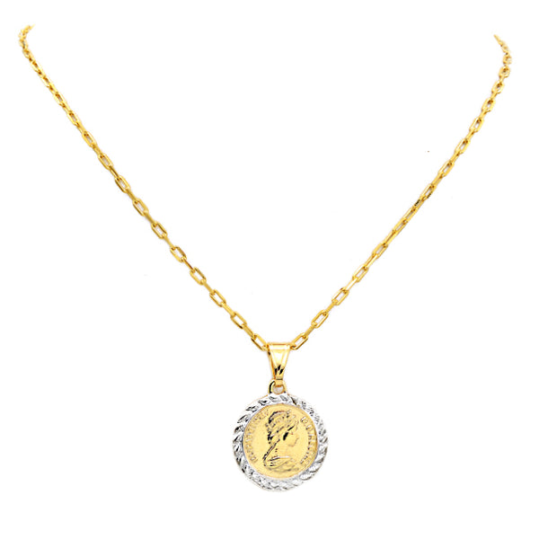 Gold Filled Cubic Zirconia Coin Pendant Necklace