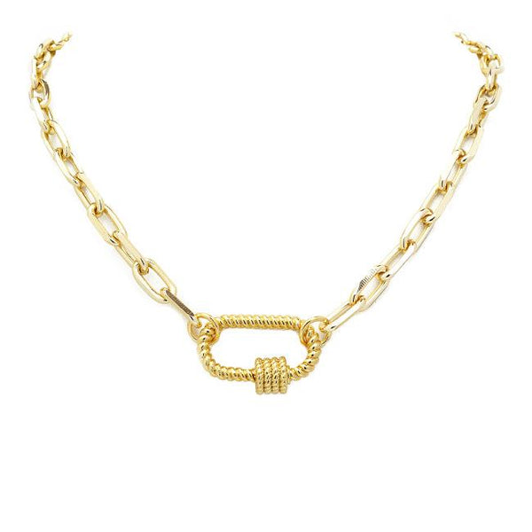 Gold Linked Chain Necklace with Gold Station